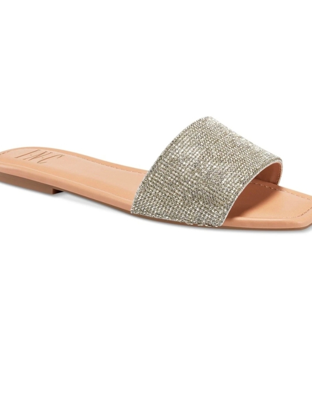 INC Silver Stretch Gore Natalia Sparkle Slide Sandal in Metallic Champagne - Picture 6 of 9